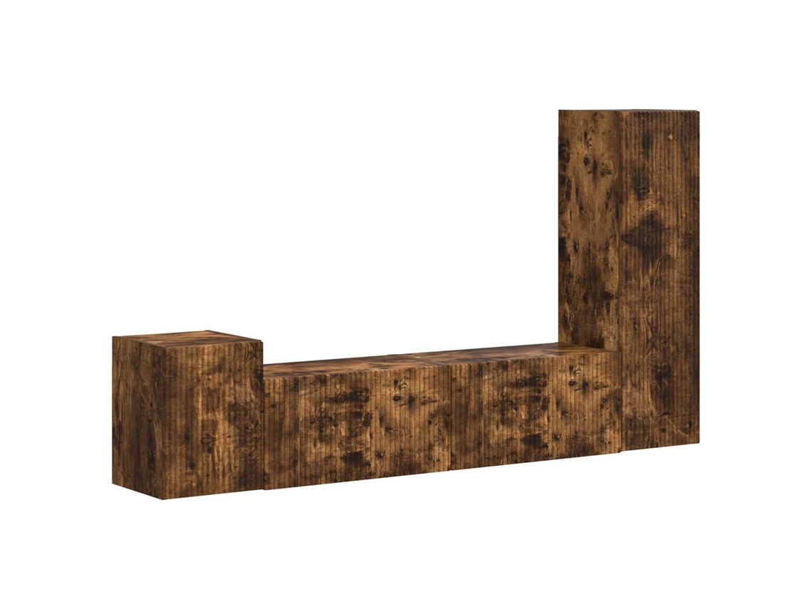 Conjunto de mueble de TV de 4 piezas en roble ahumado EXCLUSIVO DE LA CASA