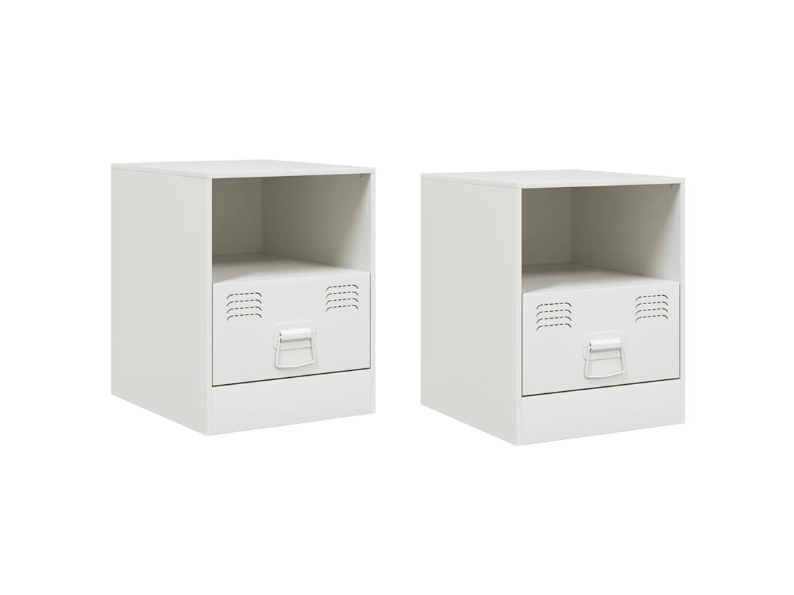 Maison Exclusive - Mesitas De Noche 2 Unidades Acero Blanco 34,5x39x44 Cm