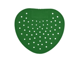 Rejilla desodorizante antisalpicaduras verde para urinarios con agujeros grandes.