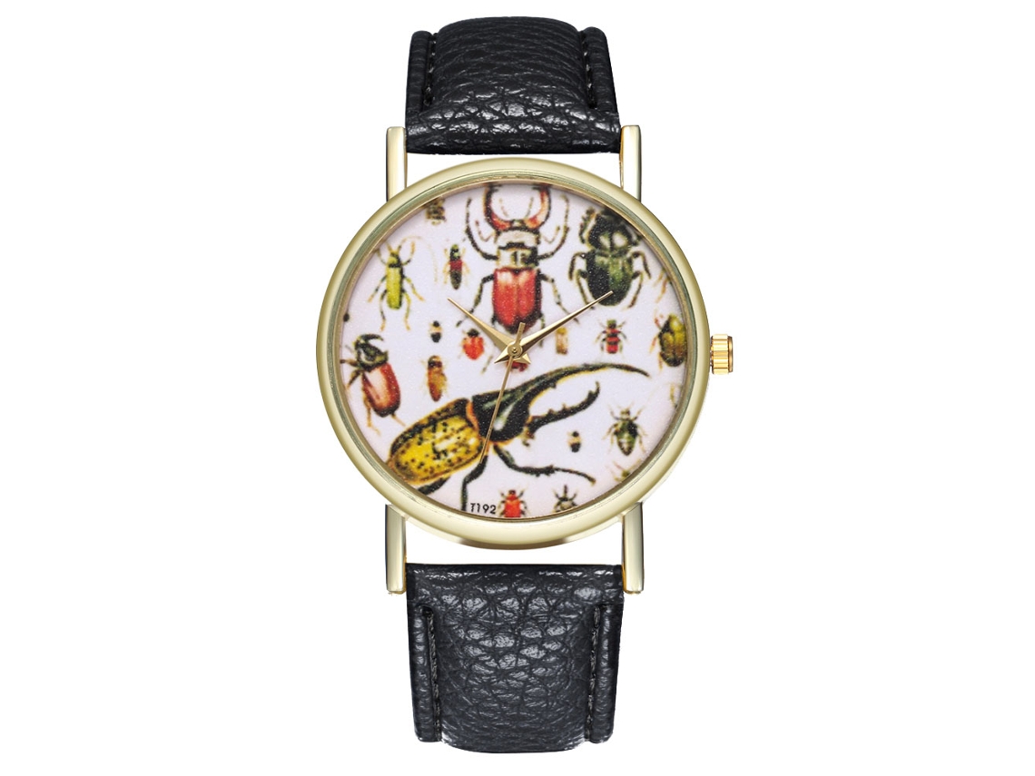 Reloj Analógico De Cuarzo Para Hombre Y Mujer Con Correa De Cuero Sintético Negro.