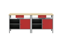 Banco de trabajo 2 piezas rojo 200x55x85 cm MAISON EXCLUSIVE