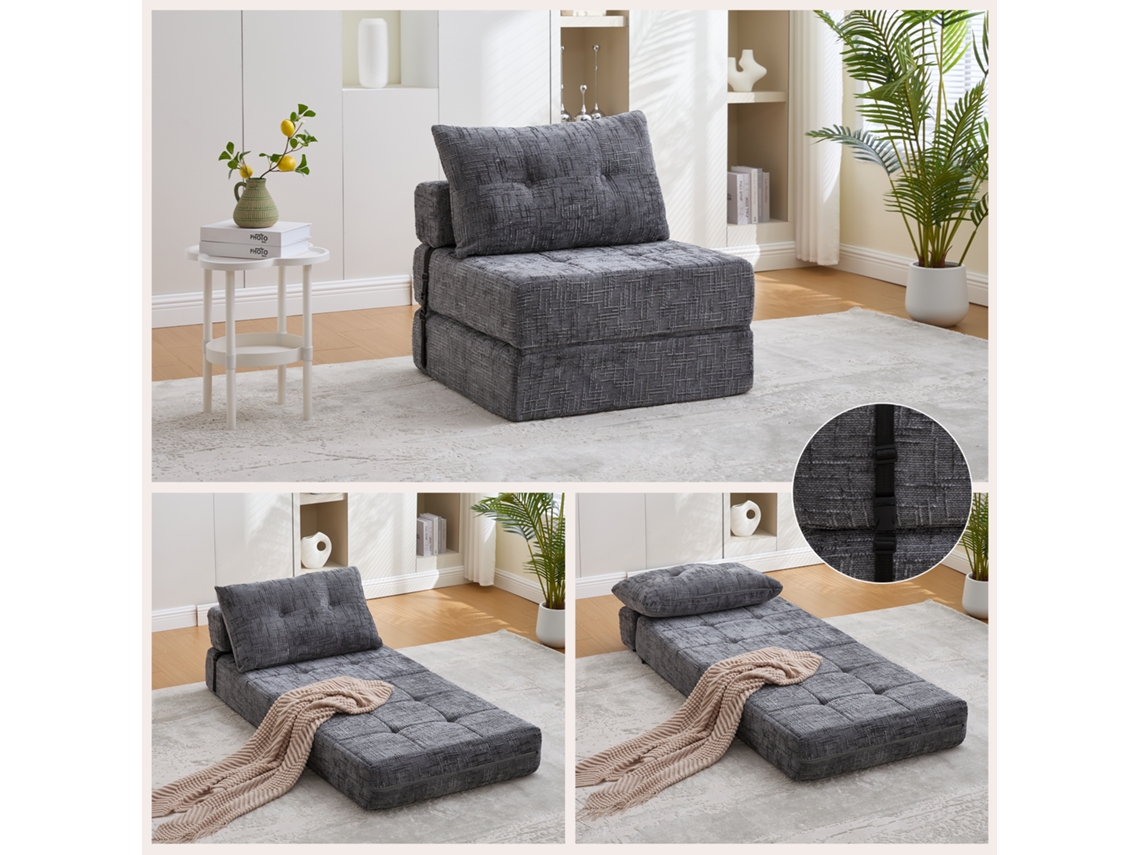 Sofá cama plegable de suelo con respaldo ajustable.