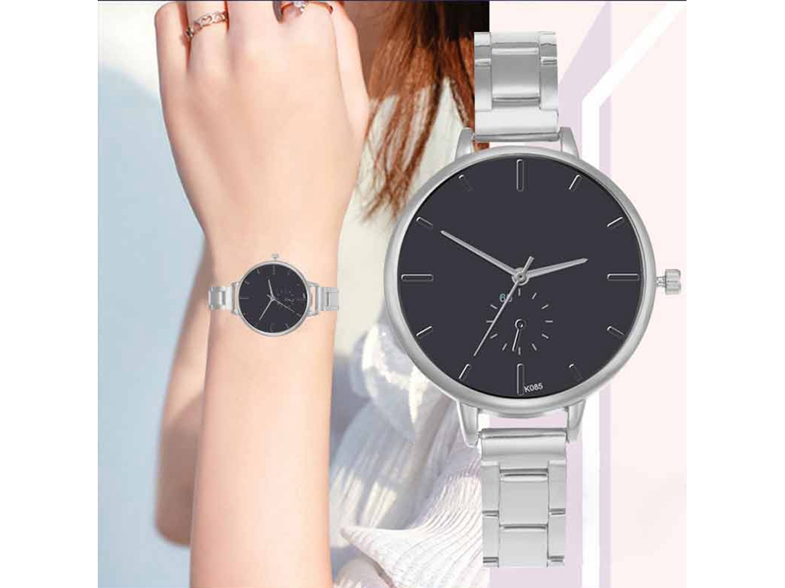 Reloj De Pulsera Analógico De Cuarzo Para Mujer Con Brazalete De Acero, Elegante Estilo Plateado.