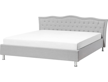 Cama de matrimonio BELIANI Metz poliéster gris 212x215x103