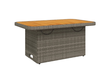 Mesa de jardín ratán sintético y madera acacia gris VIDAXL (90x55x71 cm)