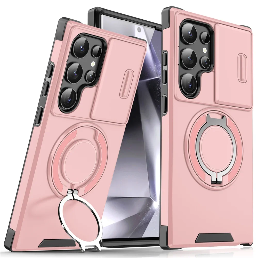 (samsung S22 Ultra, Rosa) Funda Magnética Deslizante Para Teléfono Samsung, Protege La Cámara.