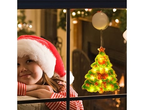 Adorno de Navidad Decoraciones Luces Colgantes Ventana Lámpara Cálida Ventosa