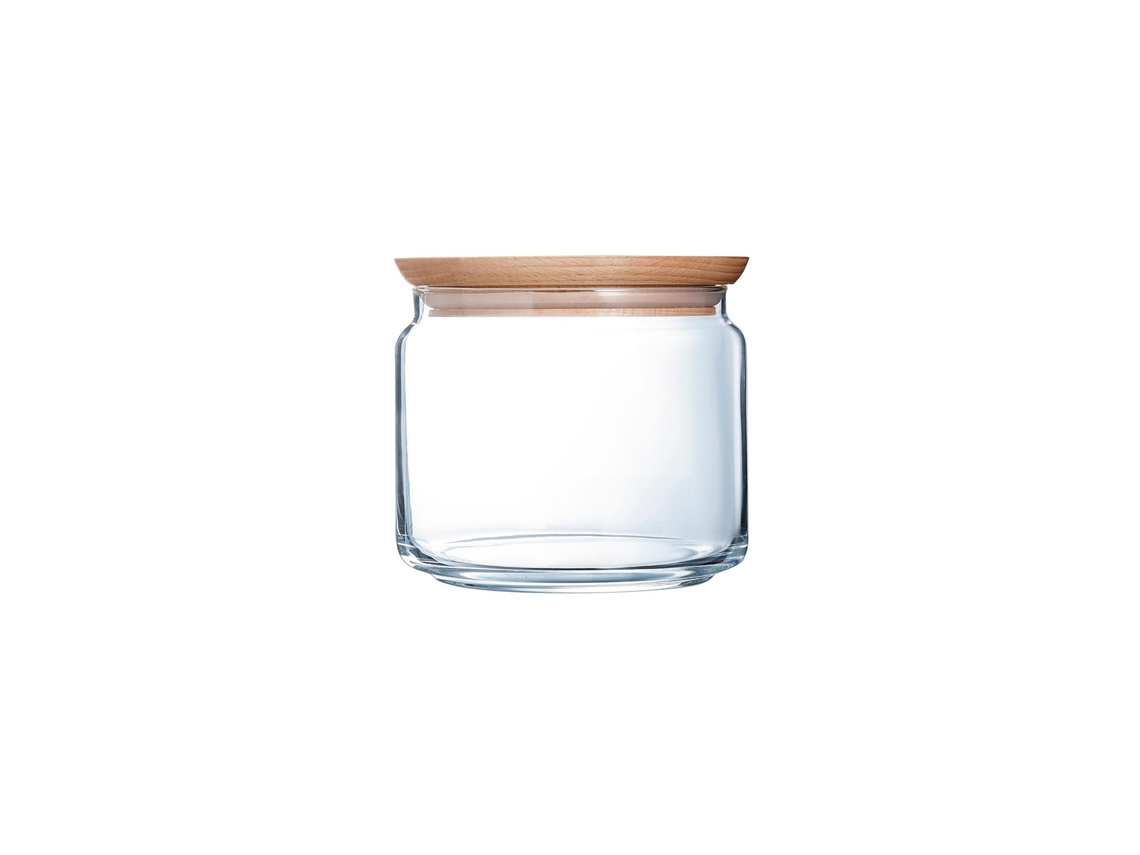 Bote Hermético Redondo En Vidrio Con Tapa De Madera LUMINARC (0,5L)