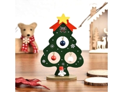 Árbol De Navidad De Madera En Miniatura Para Decoración De Mesa, Adorno Creativo, 13,7 X 9 X 3,5 Cm, Verde/rojo