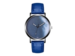 Reloj De Pulsera Unisex Informal Con Correa De Cuero Y Movimiento De Cuarzo Azul.