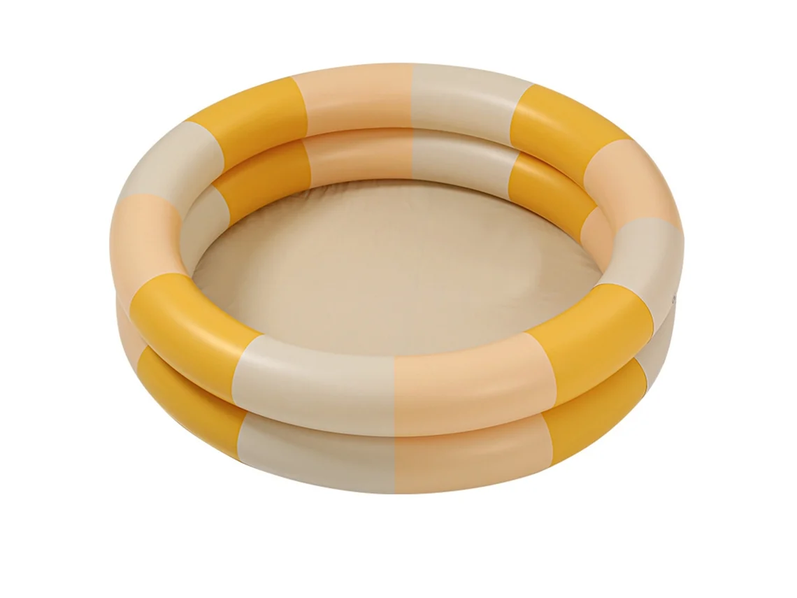 Vlrla-2026piscina Hinchable Retro Para Bebé Y Familia Estilo Cute Con Rayas Amarillas Gruesa Piscina De Agua Redonda Para Niños Verano