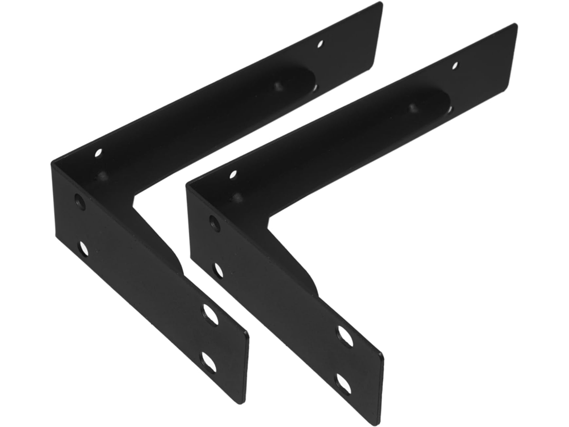 Soportes De Pared Negros De 2 Piezas Con Soportes Para Estantes Flotantes