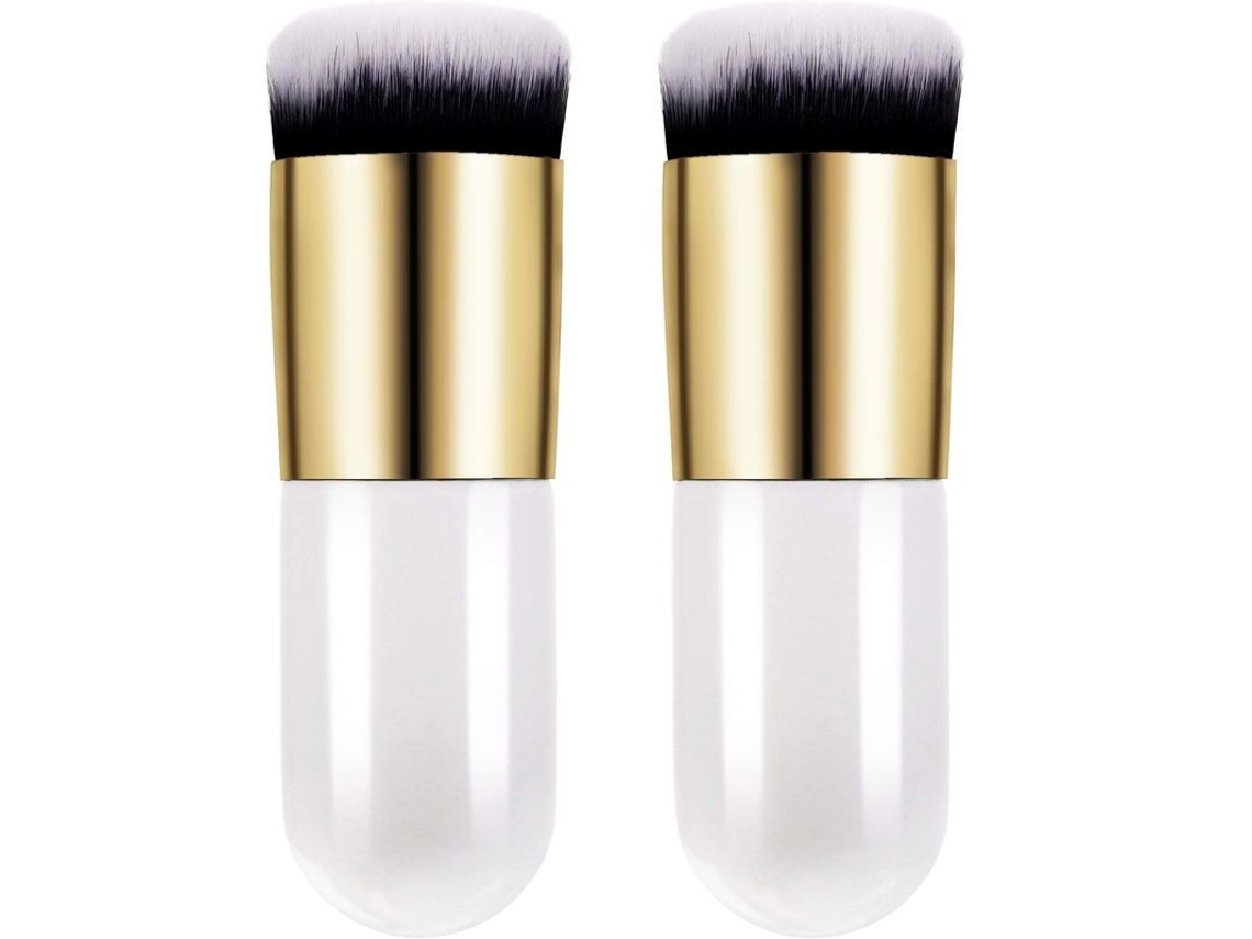 2 Brochas Gruesas Para Base De Maquillaje, Brochas De Viaje Para Maquillaje, Brocha Para Polvos Para Difuminar Maquillaje Líquido, En Crema O En Polvo.