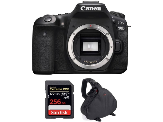 Kit Cámara CANON EOS 90D + SanDisk 256 GB + Bolsa (APS-C)