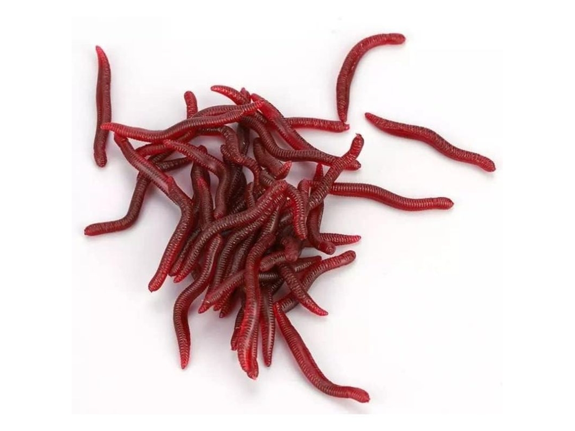 Linjou Gusano Artificial Encendedor - 100 Piezas, 3,5 Cm, 0,25 G, Rojo - Para Trucha, Almeja, Peces De Agua Dulce Y Salada