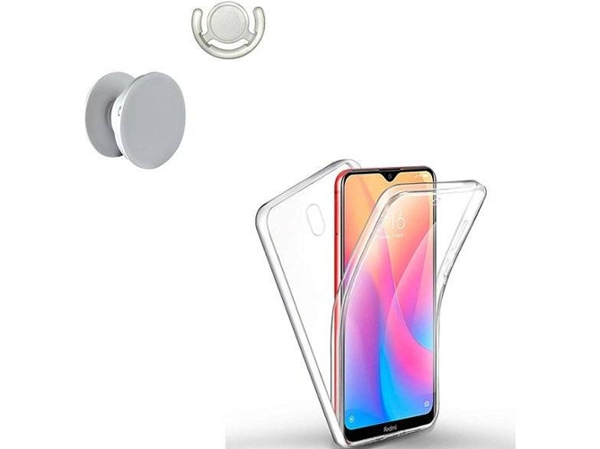 Kit Funda, 1 PopSocket y 1 Soporte PopSocket Xiaomi Redmi 8A 360° Transparente
