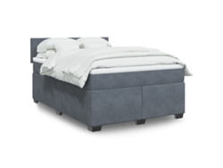 Cama Box Spring Con Colchón Terciopelo Gris Oscuro 160x200 Cm