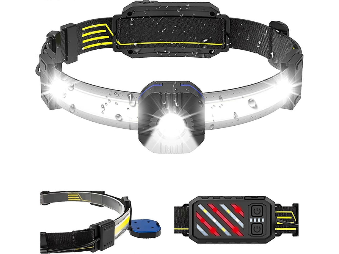 Linterna Frontal Led Recargable 500 Lúmenes 10 Modos 1200 Mah Ajustable 90° Ipx4 Resistente Al Agua Para Camping Senderismo Running