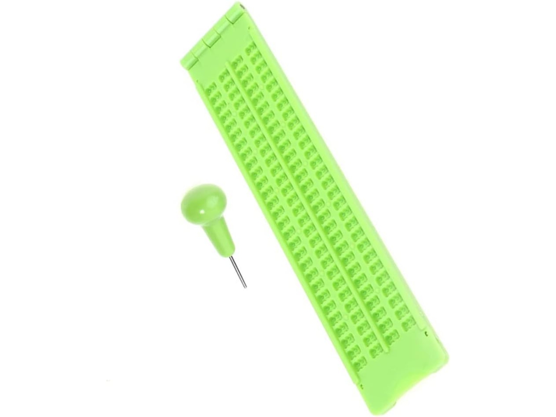 Pizarra Braille Con 4 Líneas Y 28 Celdas, Lápiz Óptico De Pizarra, Material De Ejercicios Portátil.
