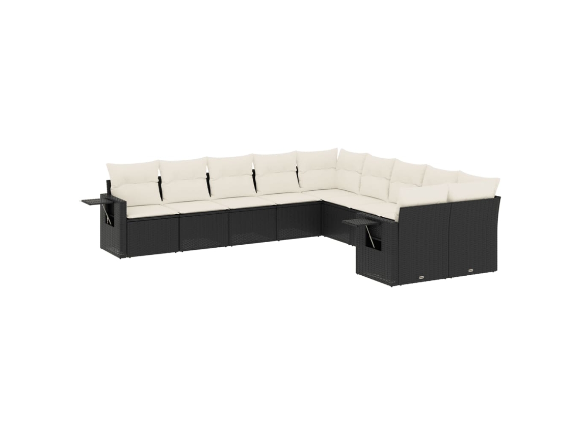 Maison Exclusive - Set De Sofás De Jardín 10 Pzas Cojines Ratán Sintético Negro