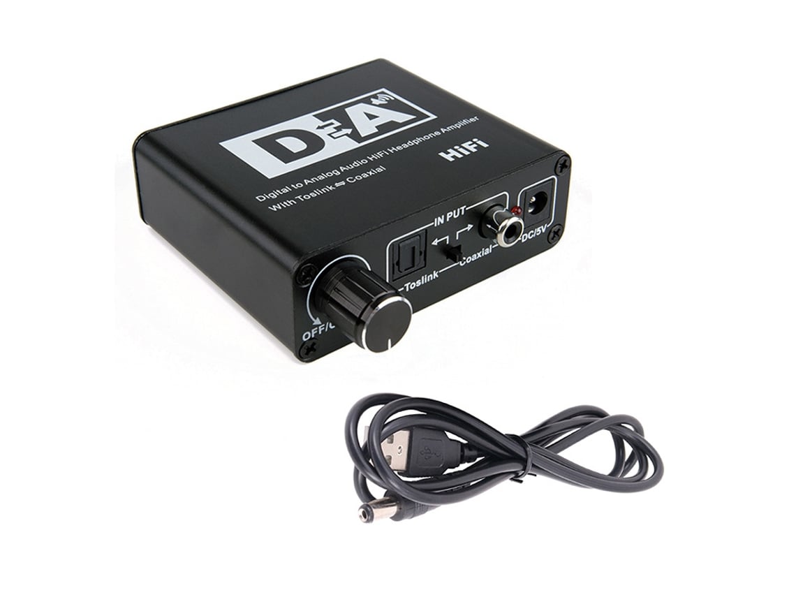 Conversor de Áudio Rca 3,5Mm Toslink Saída Coaxial Óptica Dac 32