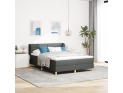 Cama Box Spring Con Colchón Tela Gris Oscuro 160x200 Cm
