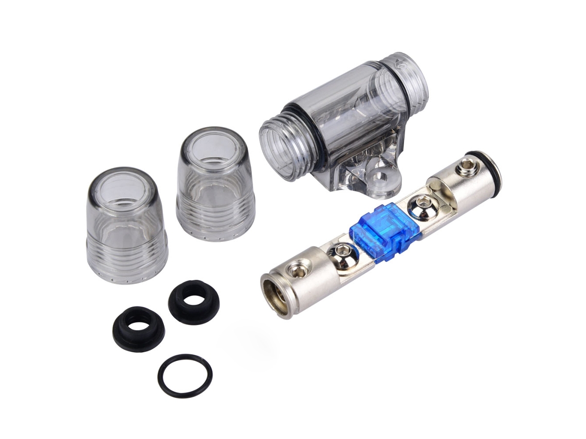 Portafusibles De Distribución De 60 A Con 1 Entrada Y 1 Salida Para Audio De Automóvil Con Cables De Calibre 4/8 Agu