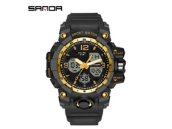 Reloj Deportivo Multifuncional, Moderno Y Elegante (negro Y Dorado para Hombre) Con Acabado Luminoso.