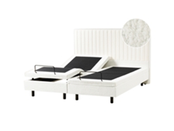 Cama de Casal BELIANI Castellan de Bouclé Branco 180x200