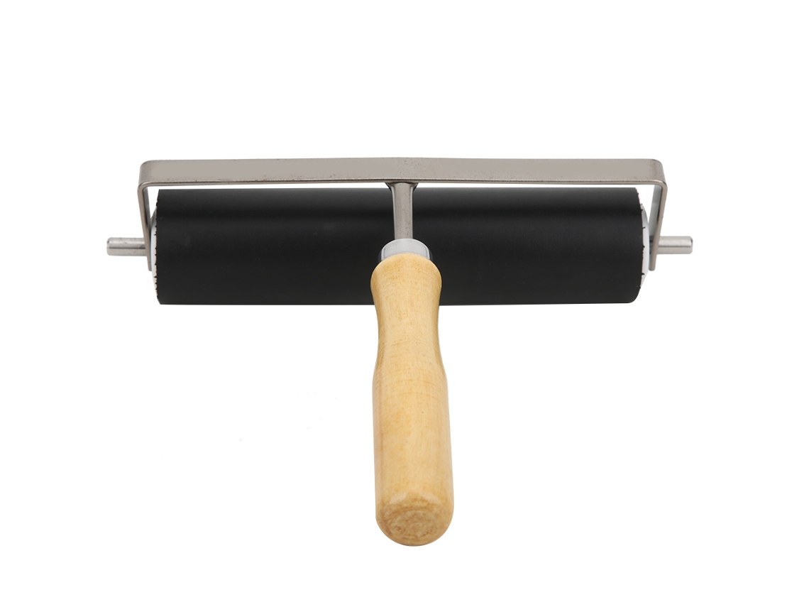 Rodillo De Goma Para Impresión Con Mango De Madera Desmontable Herramienta De Arte Y Manualidades L 15cm