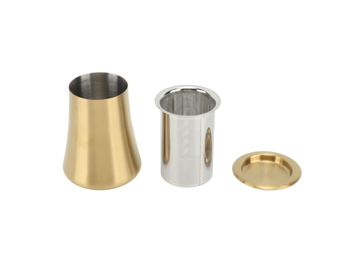 Taza de café con filtro de malla fina de acero inoxidable 304 dorado para el hogar