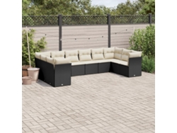 Conjunto de sofás de jardín de 10 piezas DKD Home Decor con cojines de mimbre negros