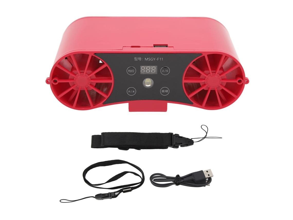 Ventilador portátil de cintura rosa de 5000 mAh con cordón.