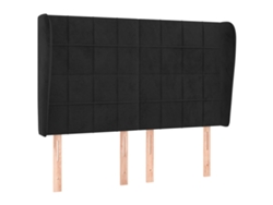Maison Exclusive - Cabecero Con Orejas De Terciopelo Negro 147x23x118/128 Cm
