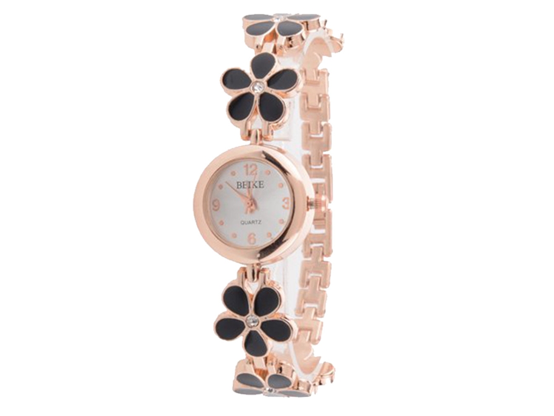 Reloj De Pulsera De Cuarzo De Aleación Para Mujer Con Correa De Acero Inoxidable Negra.