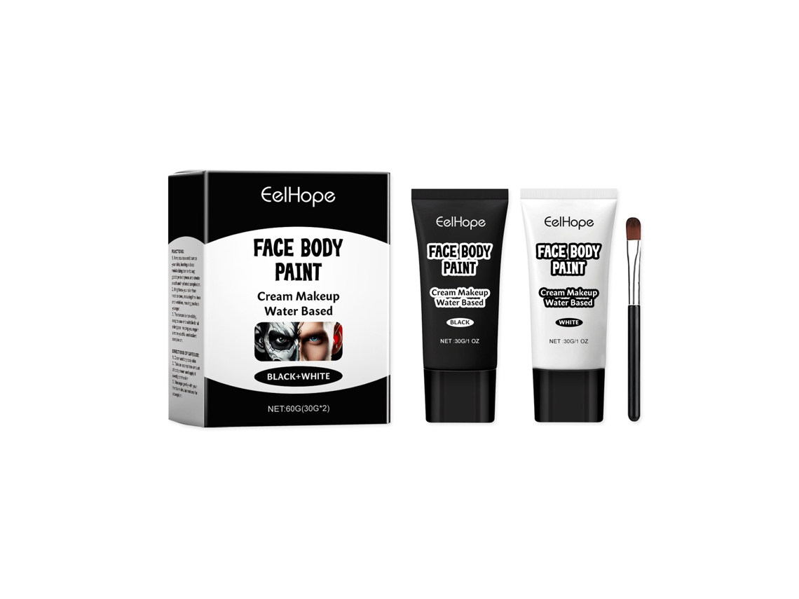 Base de maquillaje facial de Halloween en crema blanca y negra