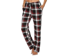 Pantalones De Pijama Para Hombre Con Bolsillos, Suaves De Franela A Cuadros Ngu M Negro Rojo
