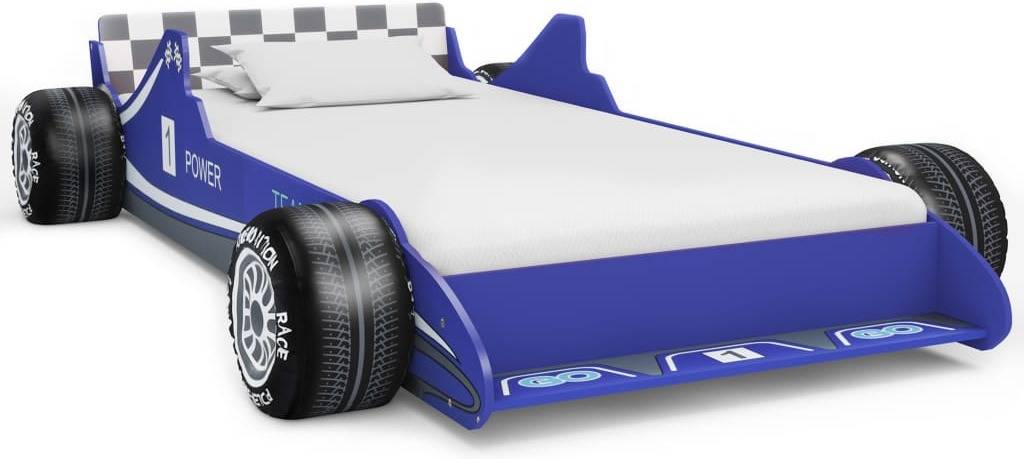 Cama VIDAXL coche de corrida para niños 90x200 cm azul (Compatible con Colchón: 90x200 cm)