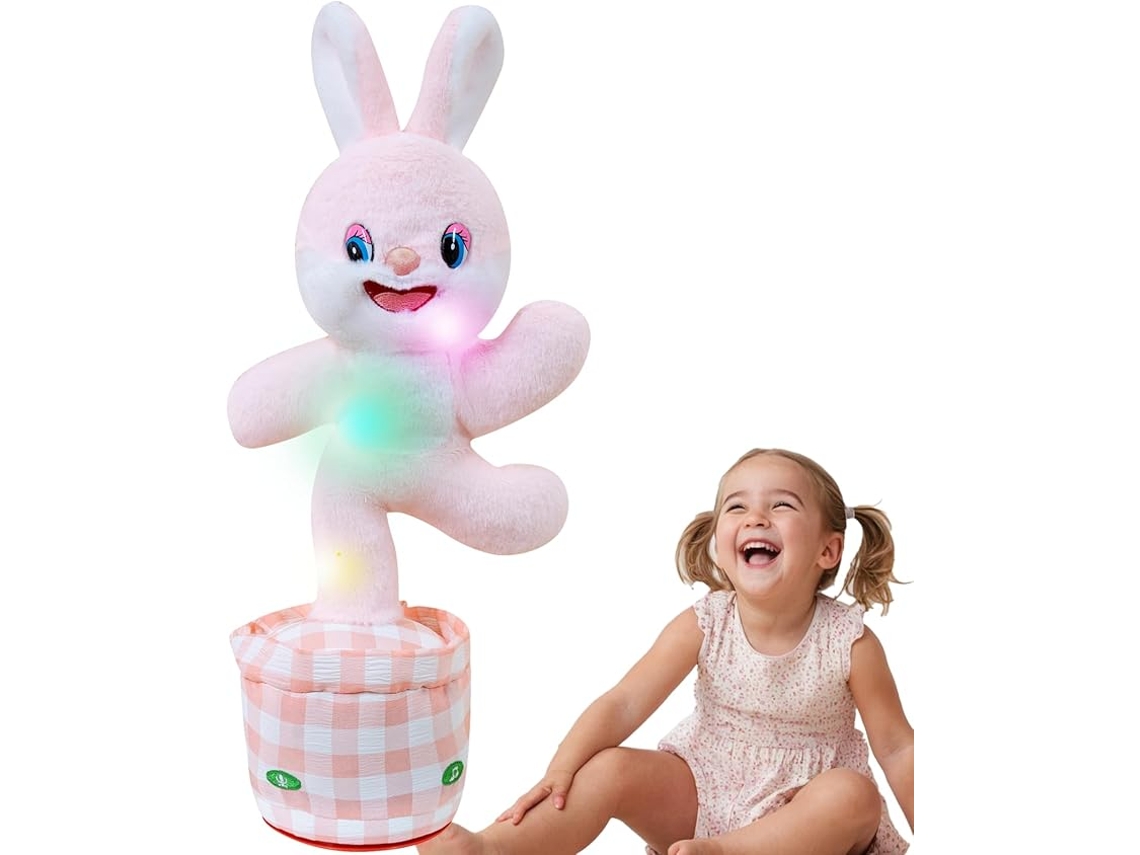 Conejo De Peluche Para Bebés, Parlante, Bailarín, Juguete Interactivo De Peluche Para Niños Pequeños, Color Rosa. Panoona
