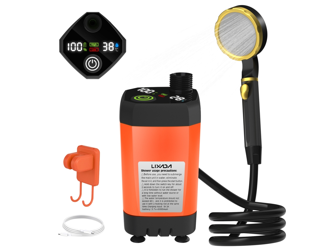 Ducha Portátil Para Camping Con Bomba Y Pantalla Digital Inteligente: Kit De Ducha Para Exteriores Para Camping, Caravanas Y Jardín.