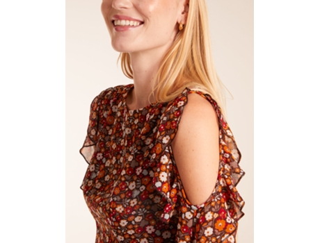 Vestido de Mujer BLUE VANILLA Cold Frill Midi Poliéster Marrón (14)