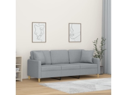 Sofá De 3 Plazas Con Cojines Tela Gris Claro 180 Cm