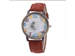 Reloj De Cuarzo Para Parejas Con Correa De Denim Y Tela Zhoulianfa (café Oscuro)