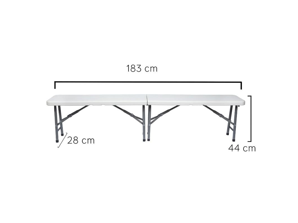 Banco plegable multifuncional, portatil, resistente,multiusos 183x28x44 cm. color blanco