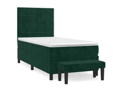 Maison Exclusive - Cama Box Spring Con Colchón Terciopelo Verde Oscuro 100x200 Cm