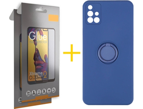 Carcasa + 2 Protectores de Pantalla para Samsung Galaxy A71 SKYHE Azul Oscuro