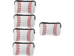 Neceser Portátil De Neopreno De 5 Piezas Con Estampado De Béisbol, Bolsa De Viaje Impermeable Para Cosméticos.
