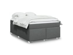 Cama box spring con colchón tela gris oscuro 140x200 cm
