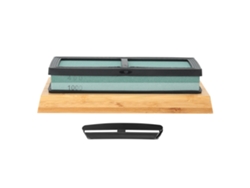 Afilador de cuchillos de doble cara, grano 400/1000, con base de bambú y silicona para cocina | Sin marca