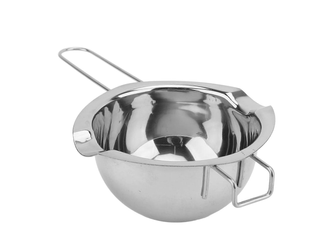 Olla de acero inoxidable de 500 ml con doble boquilla, mango largo y mango doble, ideal para elaborar chocolate, mantequilla, queso y velas.